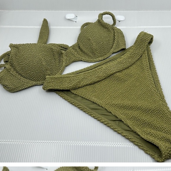 SomerFields Swim Olive Green Knit Bikini Top, Sz XS - Picture 5 of 6